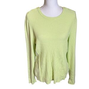 J McLaughlin Ribbed Lime Green Crew Neck Sweater XL